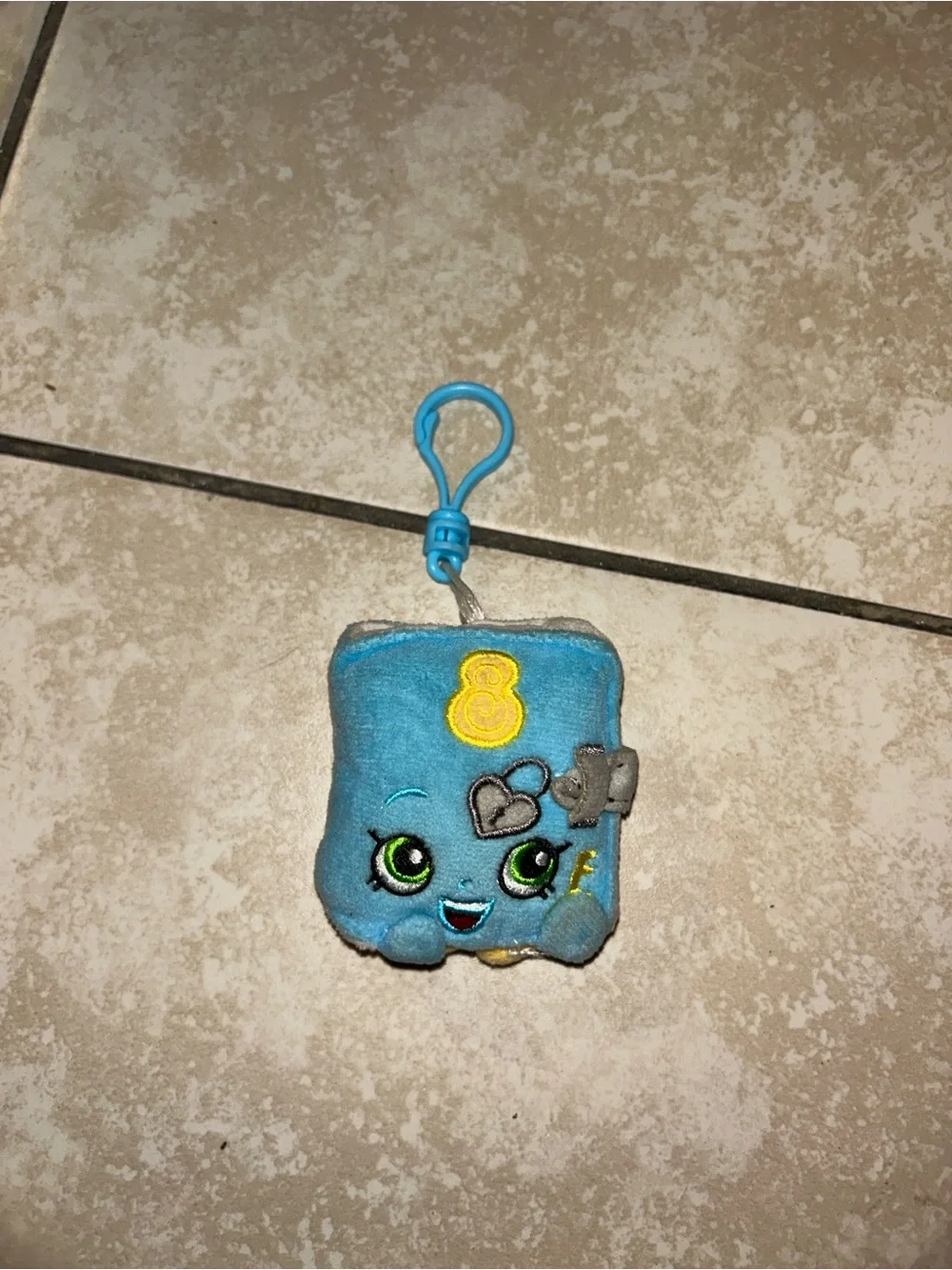 Blue Shopkins Secret Sally keychain